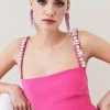 Karen Millen Petite Figure Form Crystal Embellished Mini -Karen Millen shop pink petite figure form crystal embellished mini