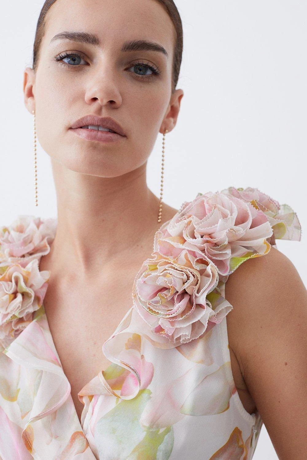 Karen Millen Petite Floral Chiffon Corsage Ruffle Slip Maxi Dress 5 Karen Millen Petite Floral Chiffon Corsage Ruffle Slip Maxi Dress - Image 3
