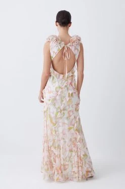 Karen Millen Petite Floral Chiffon Corsage Ruffle Slip Maxi Dress 11 Karen Millen Petite Floral Chiffon Corsage Ruffle Slip Maxi Dress -Karen Millen shop pink petite floral chiffon corsage ruffle slip maxi dress 3