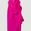 Karen Millen Petite Rosette Taffeta Column Midi Dress -Karen Millen shop pink petite rosette taffeta column midi dress
