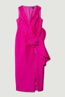 Karen Millen Petite Rosette Taffeta Column Midi Dress