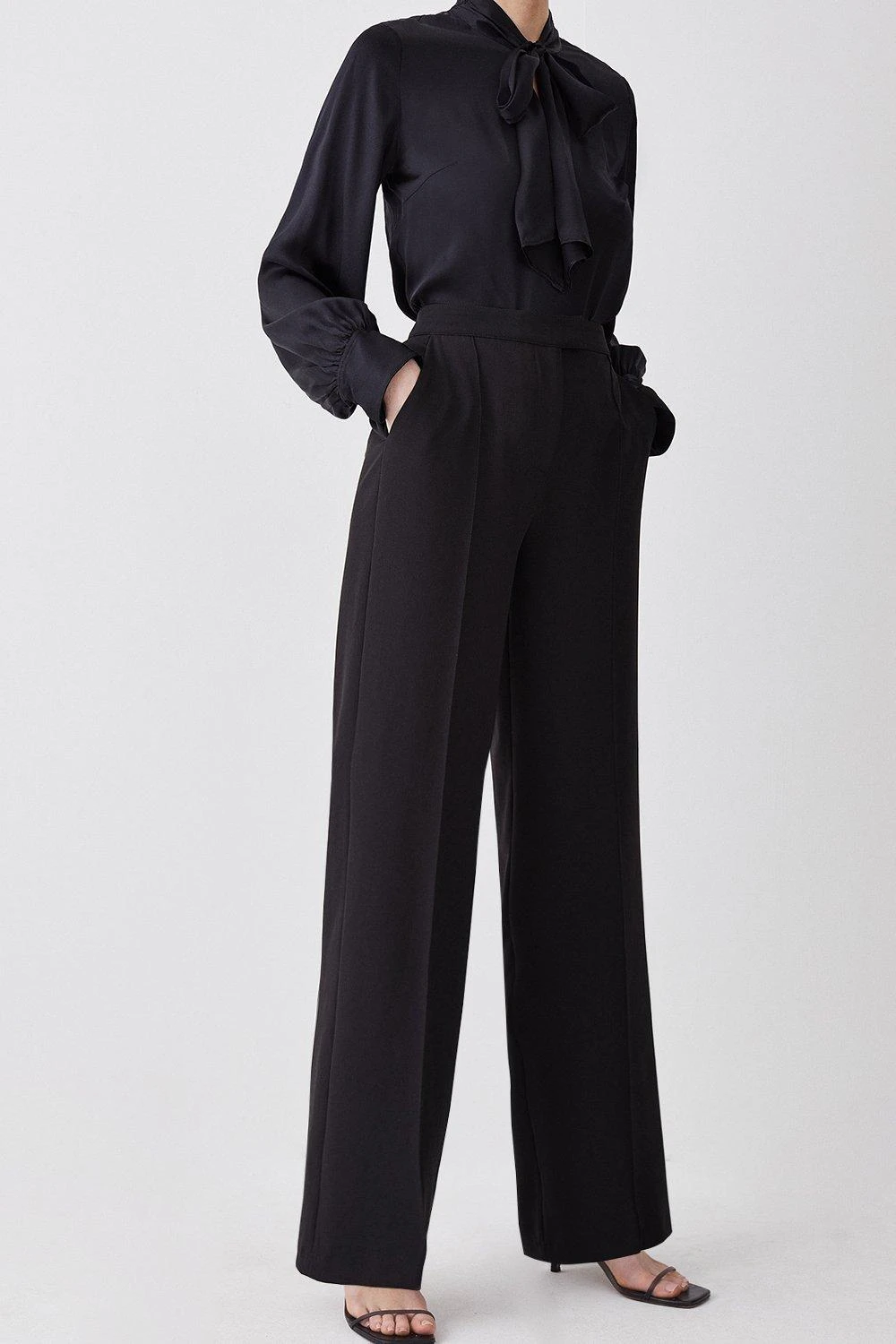 Karen Millen Stretch Cady High Rise Wide Leg Trouser 4 Karen Millen Stretch Cady High Rise Wide Leg Trouser - Image 2