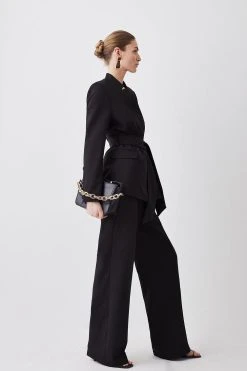 Karen Millen Stretch Cady High Rise Wide Leg Trouser 9 Karen Millen Stretch Cady High Rise Wide Leg Trouser -Karen Millen shop pink stretch cady high rise wide leg trouser 2