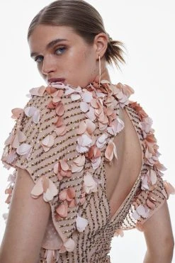 Karen Millen Tall Crystal Applique Angel Sleeve Midaxi Dress