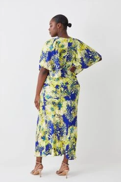Karen Millen Plus Size Exploded Floral Angel Sleeve Woven Maxi Dress -Karen Millen shop plus size exploded floral angel sleeve woven maxi dress 2