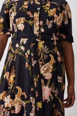 Karen Millen Plus Size Floral Premium Linen Woven Shirt Dress 8 Karen Millen Plus Size Floral Premium Linen Woven Shirt Dress -Karen Millen shop plus size floral premium linen woven shirt dress 1