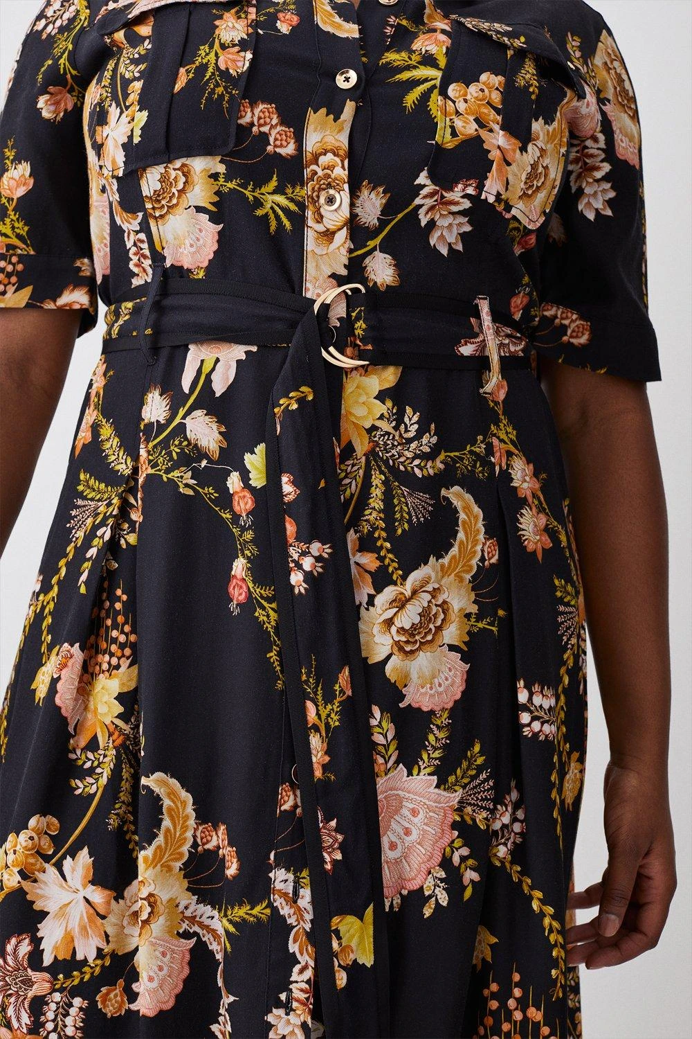 Karen Millen Plus Size Floral Premium Linen Woven Shirt Dress 4 Karen Millen Plus Size Floral Premium Linen Woven Shirt Dress - Image 2