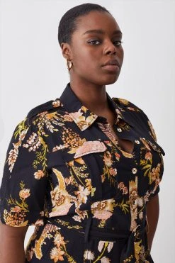 Karen Millen Plus Size Floral Premium Linen Woven Shirt Dress 11 Karen Millen Plus Size Floral Premium Linen Woven Shirt Dress -Karen Millen shop plus size floral premium linen woven shirt dress 4