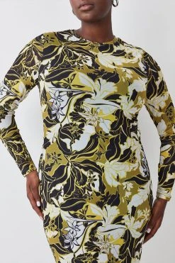 Karen Millen Plus Size Floral Print Mesh Jersey Midaxi Dress -Karen Millen shop plus size floral print mesh jersey midaxi dress 1