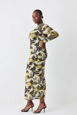 Karen Millen Plus Size Floral Print Mesh Jersey Midaxi Dress -Karen Millen shop plus size floral print mesh jersey midaxi dress 3
