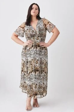 Karen Millen Plus Size Snake Print Mesh Jersey Midaxi Dress -Karen Millen shop plus size snake print mesh jersey midaxi dress 1 1