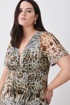 Karen Millen Plus Size Snake Print Mesh Jersey Midaxi Dress -Karen Millen shop plus size snake print mesh jersey midaxi dress 1 3