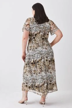 Karen Millen Plus Size Snake Print Mesh Jersey Midaxi Dress -Karen Millen shop plus size snake print mesh jersey midaxi dress 1 4