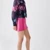 Karen Millen Pressed Floral Organdie Tie Neck Blouse -Karen Millen shop pressed floral organdie tie neck blouse