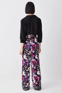 Karen Millen Butterfly Print Woven Wide Leg Trouser -Karen Millen shop purple butterfly print woven wide leg trouser 3
