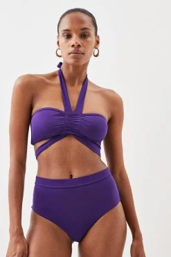 Karen Millen High Waisted Bikini Bottoms -Karen Millen shop purple high waisted bikini bottoms 4