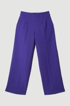 Karen Millen Petite Clean Tailored Darted Wide Leg Trouser -Karen Millen shop purple petite clean tailored darted wide leg trouser 1 4
