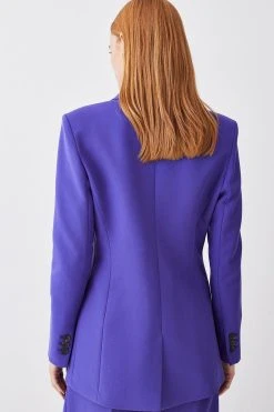 Karen Millen Petite Clean Tailored Double Breasted Blazer -Karen Millen shop purple petite clean tailored double breasted blazer 1