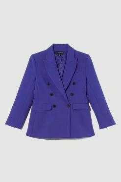 Karen Millen Petite Clean Tailored Double Breasted Blazer -Karen Millen shop purple petite clean tailored double breasted blazer 2