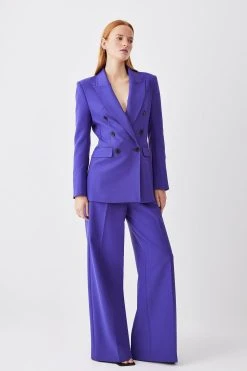 Karen Millen Petite Clean Tailored Double Breasted Blazer -Karen Millen shop purple petite clean tailored double breasted blazer 3