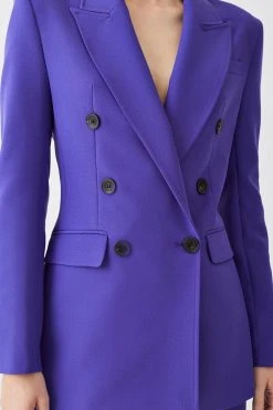 Karen Millen Petite Clean Tailored Double Breasted Blazer -Karen Millen shop purple petite clean tailored double breasted blazer 4