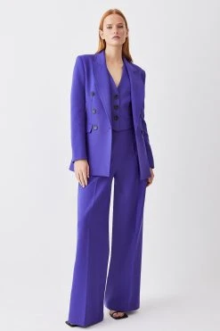 Karen Millen Petite Clean Tailored Double Breasted Blazer -Karen Millen shop purple petite clean tailored double breasted blazer 5