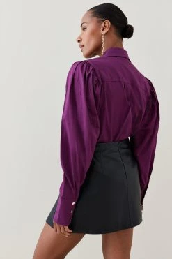 Karen Millen Poplin Pleat Drama Sleeve Woven Shirt 9 Karen Millen Poplin Pleat Drama Sleeve Woven Shirt -Karen Millen shop purple poplin pleat drama sleeve woven shirt 3