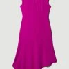 Karen Millen Soft Tailored Key Hole Cap Sleeve High Low Midi Dress -Karen Millen shop purple soft tailored key hole cap sleeve high low midi dress