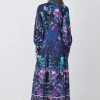 Karen Millen Tall Boarder Floral Print Satin Woven Midi Dress -Karen Millen shop purple tall boarder floral print satin woven midi dress