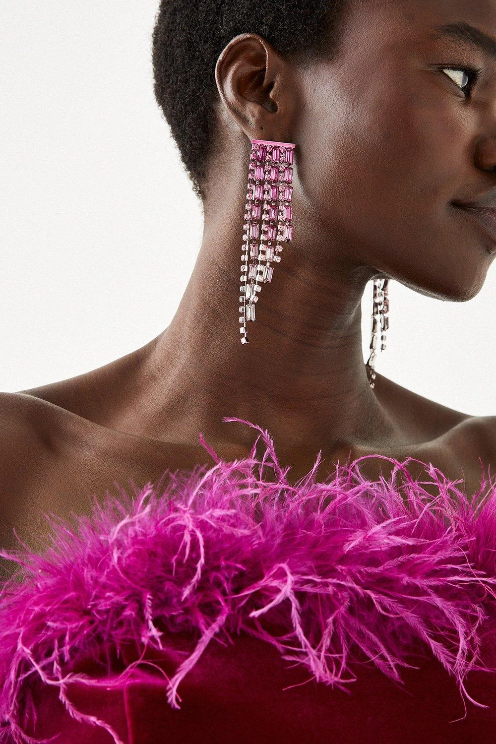 Karen Millen Tall Velvet Feather Detail Bandeau Mini Dress 6 Karen Millen Tall Velvet Feather Detail Bandeau Mini Dress - Image 4