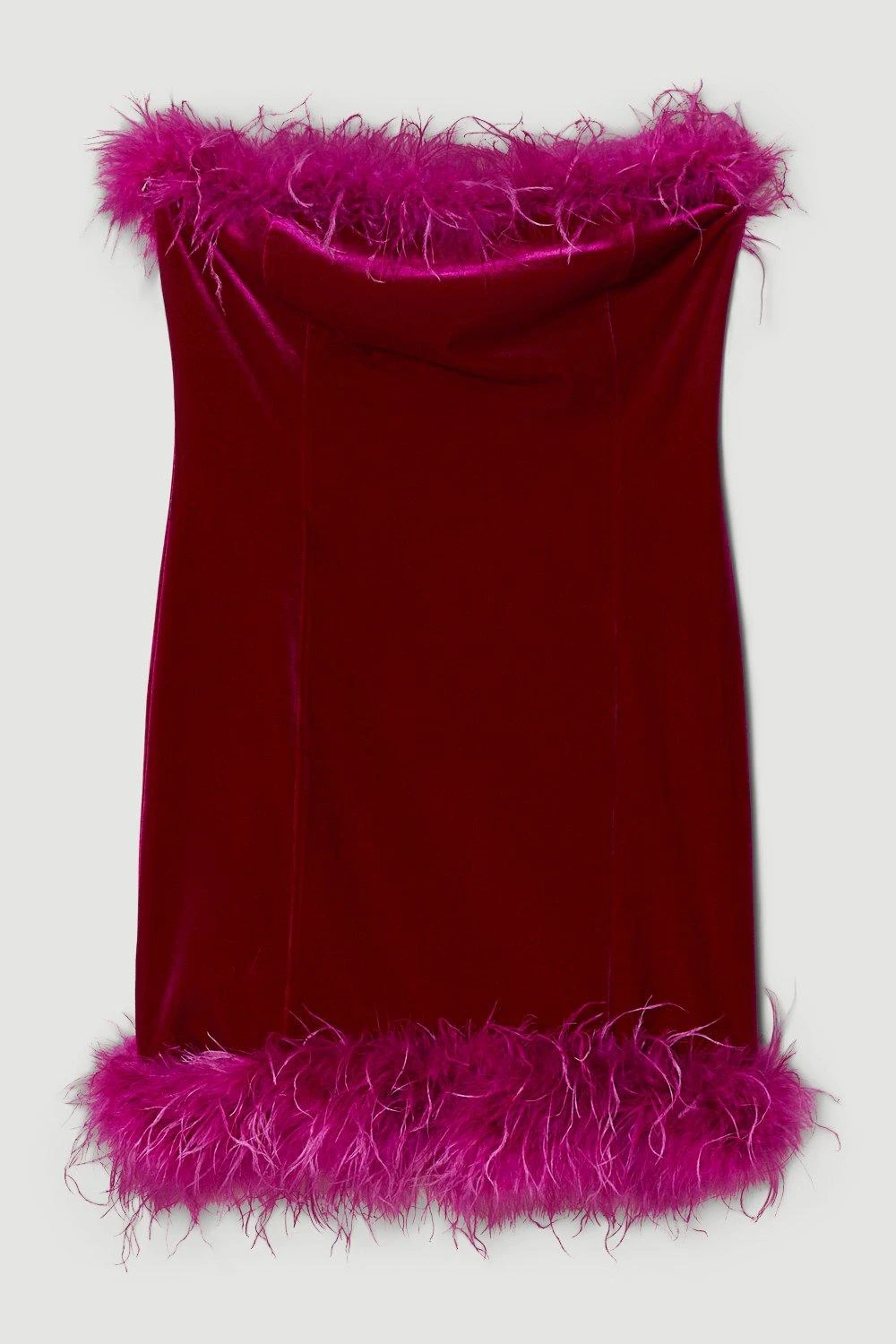 Karen Millen Tall Velvet Feather Detail Bandeau Mini Dress 3 Karen Millen Tall Velvet Feather Detail Bandeau Mini Dress