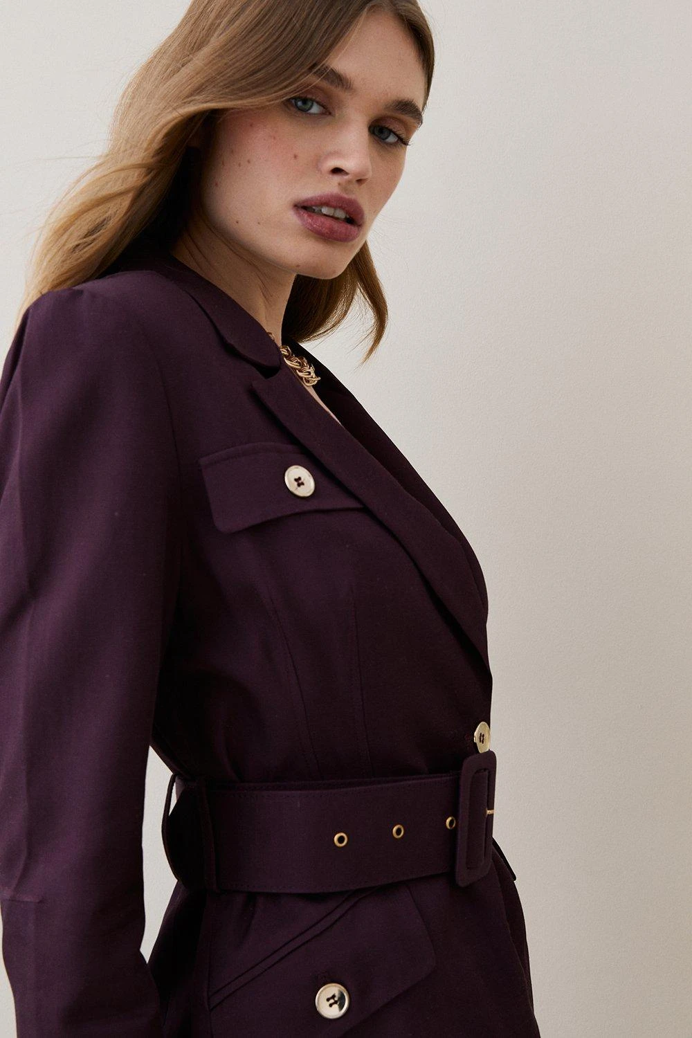 Karen Millen Utility Viscose Twill Button Detail Jacket 7 Karen Millen Utility Viscose Twill Button Detail Jacket - Image 5