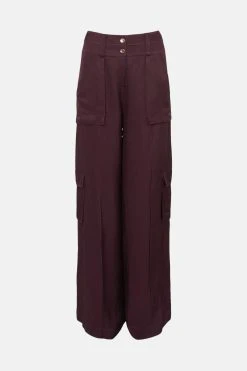 Karen Millen Utility Viscose Twill Combat Trouser -Karen Millen shop purple utility viscose twill combat trouser 3