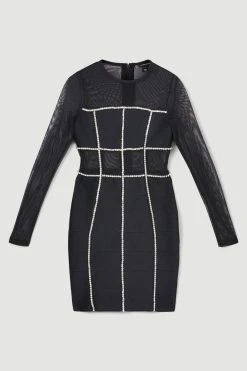 Karen Millen Bandage Cut Out Mesh Knitted Mini Dress -Karen Millen shop red bandage cut out mesh knitted mini dress 3