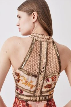 Karen Millen Beaded And Embroidery Woven Mini Dress