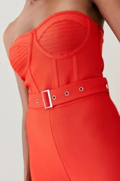 Karen Millen Bustier Bandage Knit Wide Leg Jumpsuit -Karen Millen shop red bustier bandage knit wide leg jumpsuit 4