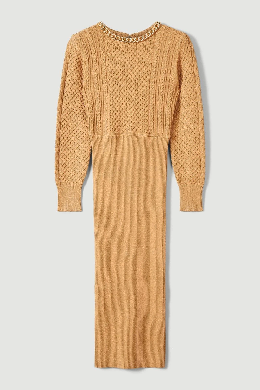 Karen Millen Chain Detail Cable Stitch Knitted Midi Dress 5 Karen Millen Chain Detail Cable Stitch Knitted Midi Dress - Image 3