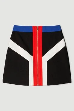 Karen Millen Colour Block Ponte Mini Skirt