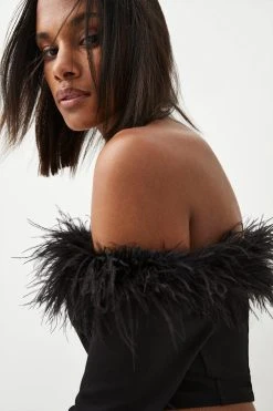 Karen Millen Feather Bardot Long Sleeve Top