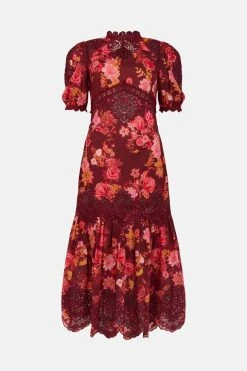 Karen Millen Floral Voile Cutwork Woven Maxi