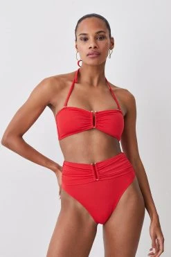 Karen Millen Gold Trim Bikini Bottoms -Karen Millen shop red gold trim bikini bottoms 3