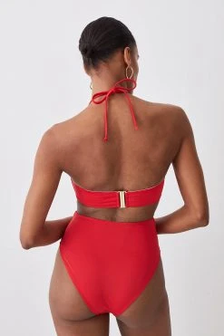 Karen Millen Gold Trim Bikini Bottoms -Karen Millen shop red gold trim bikini bottoms 4