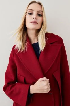 Karen Millen Italian Virgin Wool Double Breasted Cape Over Coat -Karen Millen shop red italian virgin wool double breasted cape over coat 2