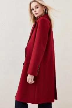 Karen Millen Italian Virgin Wool Double Breasted Cape Over Coat -Karen Millen shop red italian virgin wool double breasted cape over coat 4