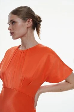 Karen Millen Satin Crepe Drama Maxi Dress