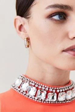 Karen Millen Petite Crystal Embellished Woven Mini Dress -Karen Millen shop red petite crystal embellished woven mini dress 3