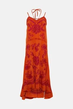 Karen Millen Petite Embroidered Strappy Midi Dress 7 Karen Millen Petite Embroidered Strappy Midi Dress -Karen Millen shop red petite embroidered strappy midi dress 1
