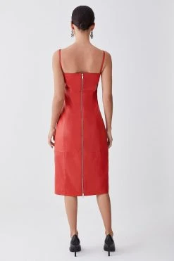 Karen Millen Petite Leather Bow Midi Pencil Dress 9 Karen Millen Petite Leather Bow Midi Pencil Dress -Karen Millen shop red petite leather bow midi pencil dress 2
