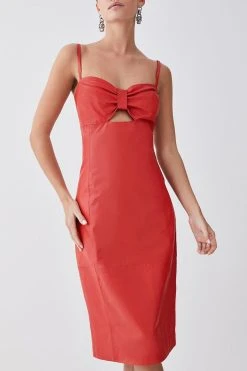 Karen Millen Petite Leather Bow Midi Pencil Dress 11 Karen Millen Petite Leather Bow Midi Pencil Dress -Karen Millen shop red petite leather bow midi pencil dress 4