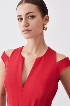 Karen Millen Petite Soft Tailored Wide Leg Jumpsuit -Karen Millen shop red petite soft tailored wide leg jumpsuit 2